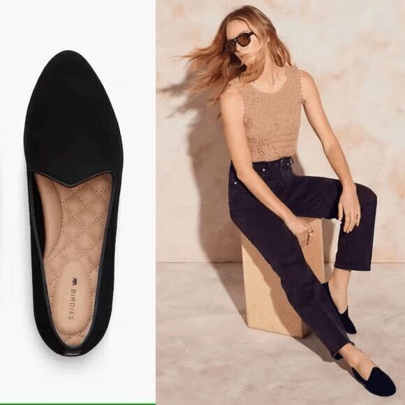 Birdies Black Velvet Heron loafer flats size‎ 9 - Picture 1 of 7
